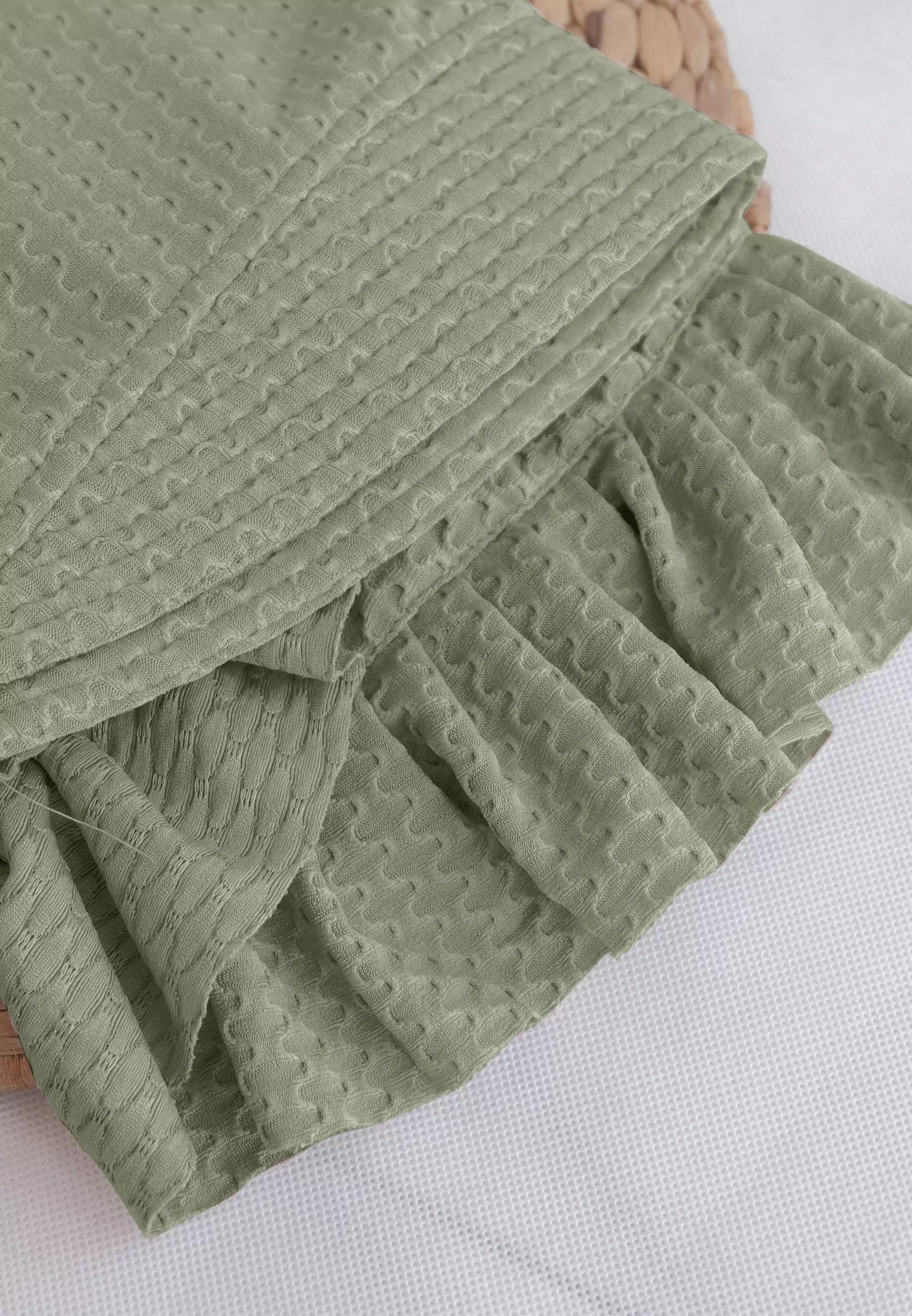 Cotton Bee - Sabeen Bergo Ruffle | Hijab Instan | Bergo Pad | Daily Hijab - Smoke Green