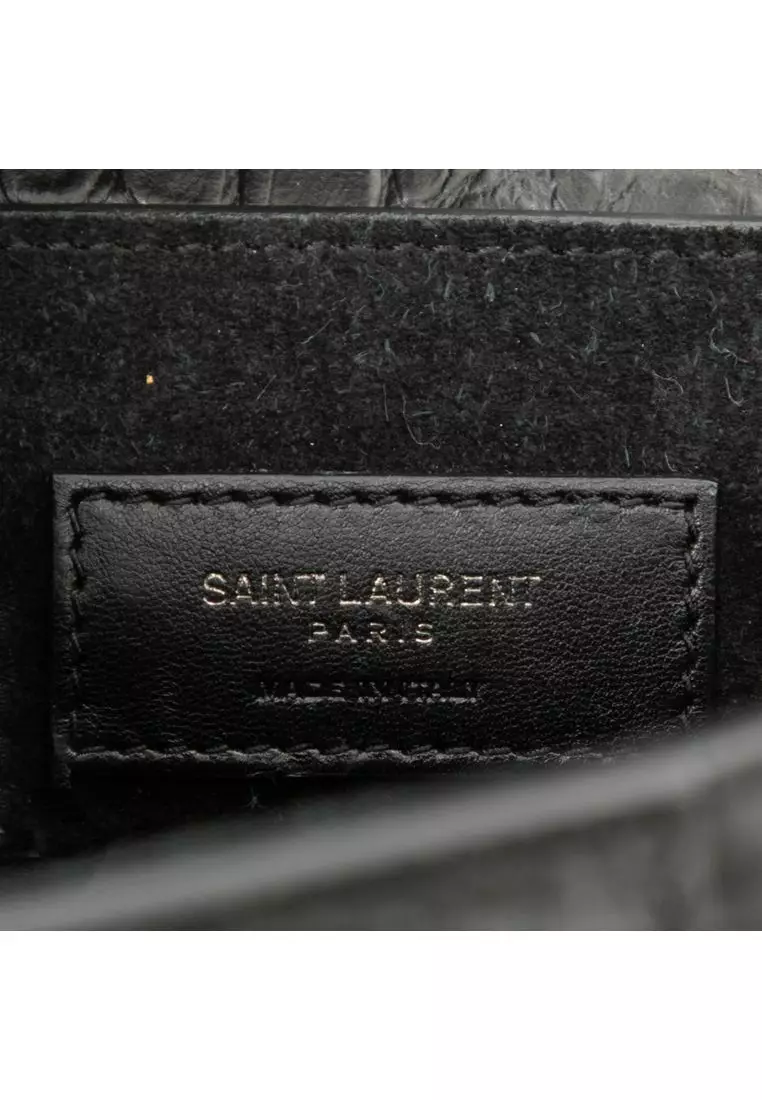 Pre-Loved Saint Laurent Medium Croc Embossed Leather Charlotte Messenger Bag