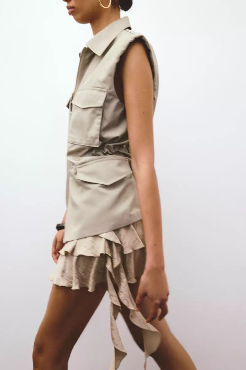 Draped-panel tiered skirt