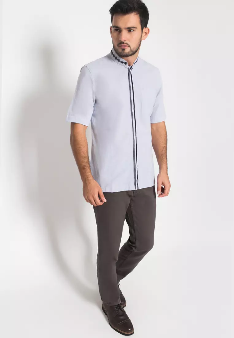 LGS - Baju Koko - Bordir Kerah - Ungu - Slim Fit - JSH.385.B1034KF.330.C