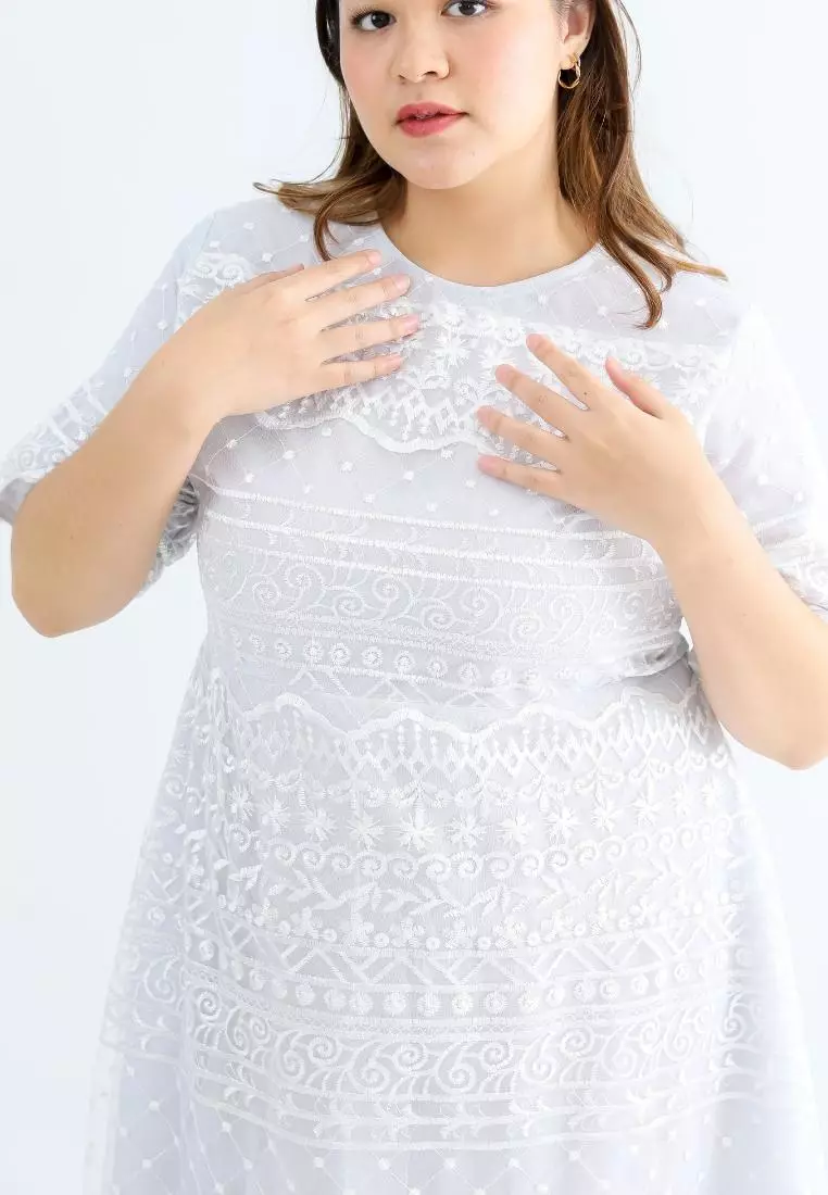 Plus Size Party Dress Scarlette Broken White