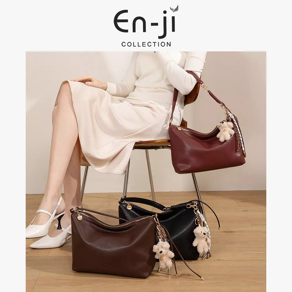 En-ji Nodam Shoulderbag Wanita Warna Nougat