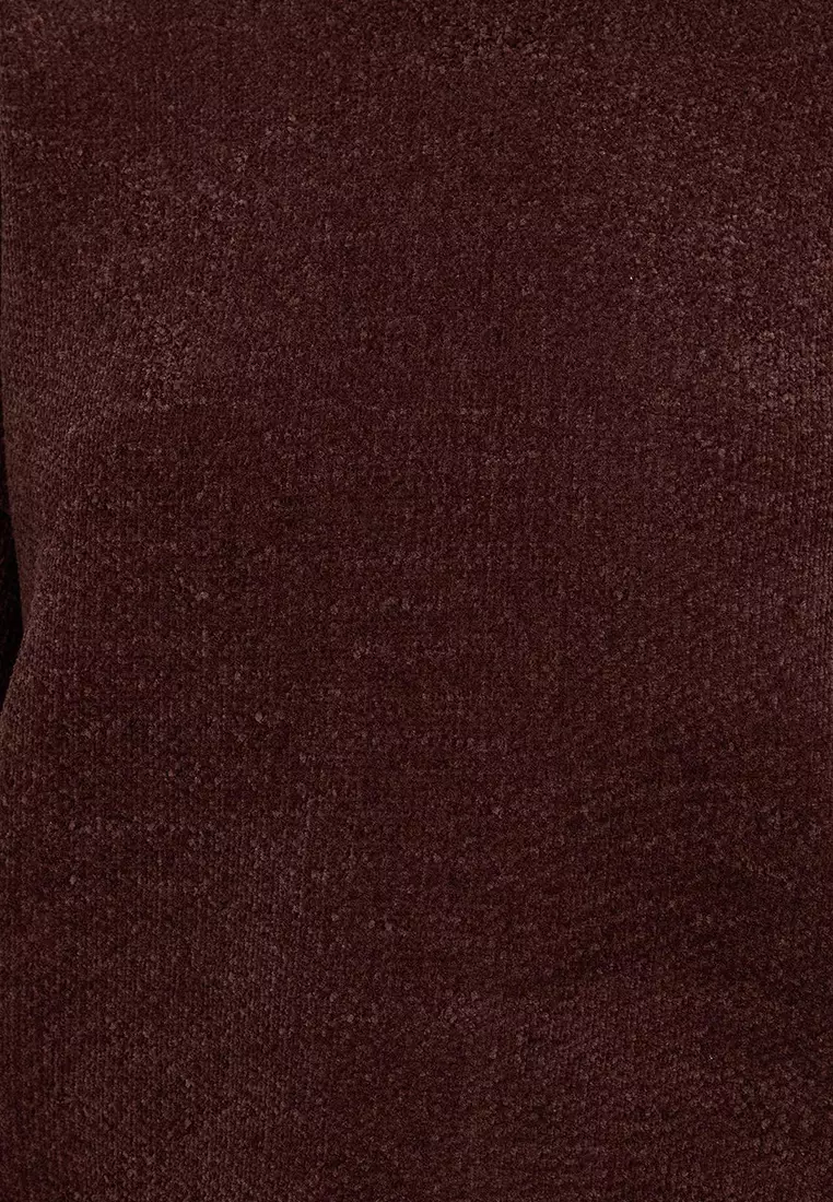 Brown Wide Fit Special Yarn Knitwear Sweater