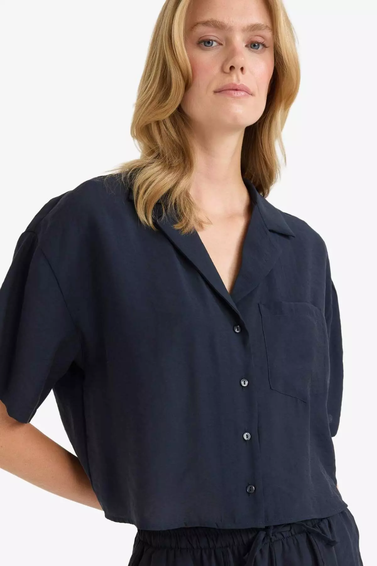 Loose Fit Jacket Lapel Modal Short Sleeve Shirt F0399Ax25Sp
