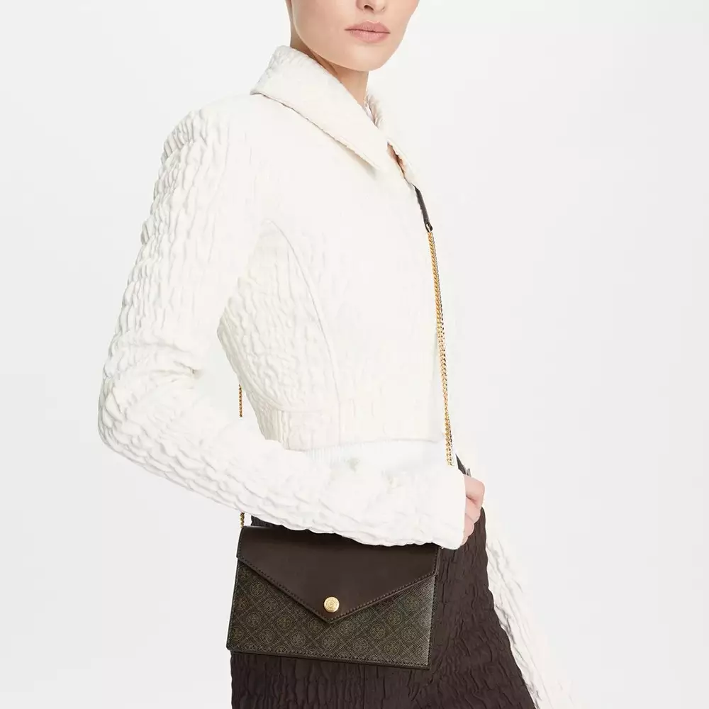 T Monogram Canvas Envelope Wallet on Chain French Press Ghw