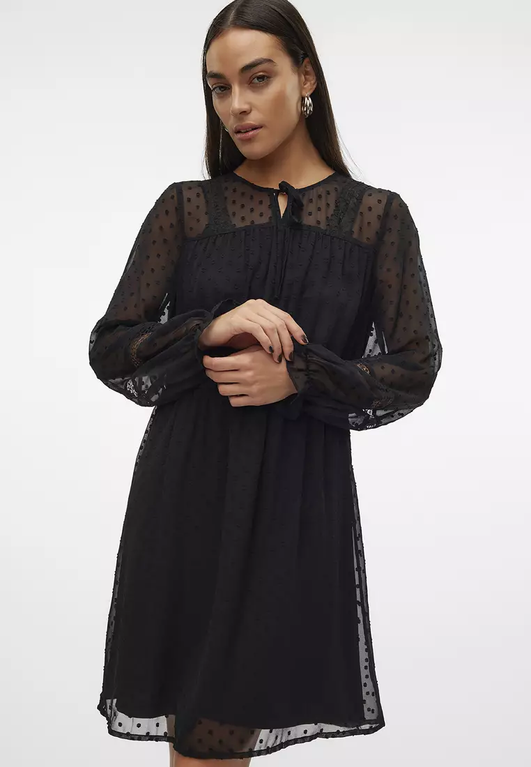 chinese dress ladies Vero Moda Julie Lace Dress, Black main image 1
