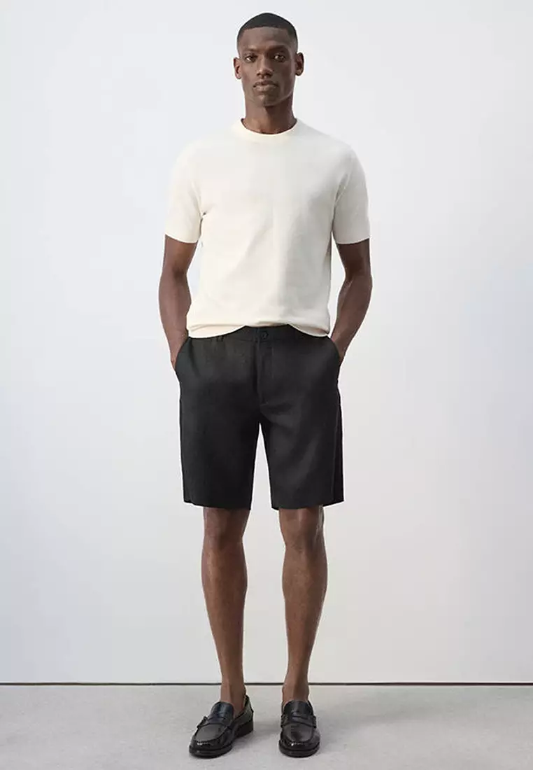 Slim-Fit 100% Linen Bermuda Shorts