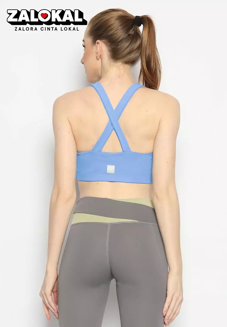 Fitwear - Sportbra Olahraga Wanita ANASTASIA [CROSS PLAIN] - BLUE AQUA