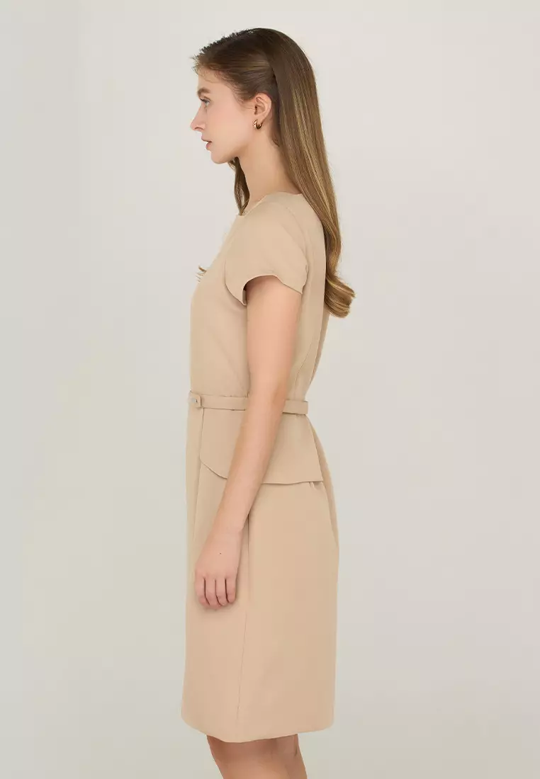 Armida Sheath Dress with Asymmetrical Hem