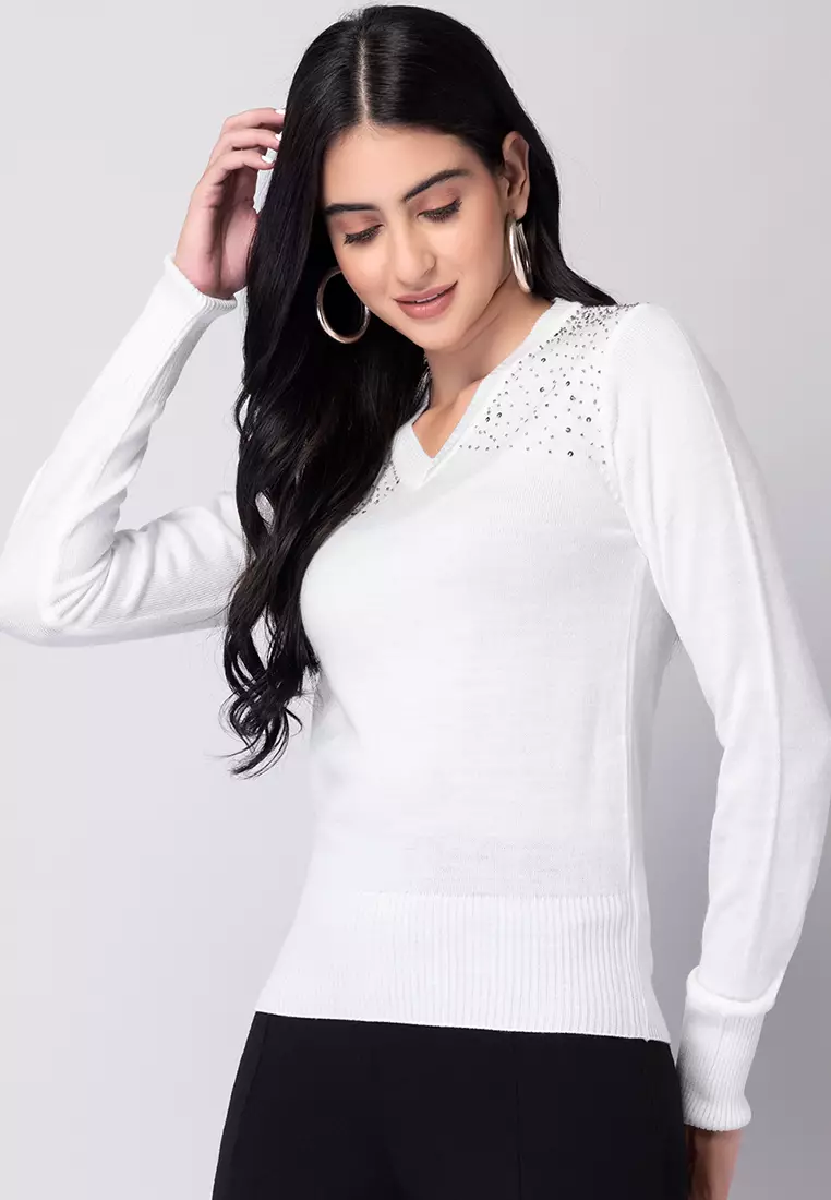 White Full Sleeve Sweater