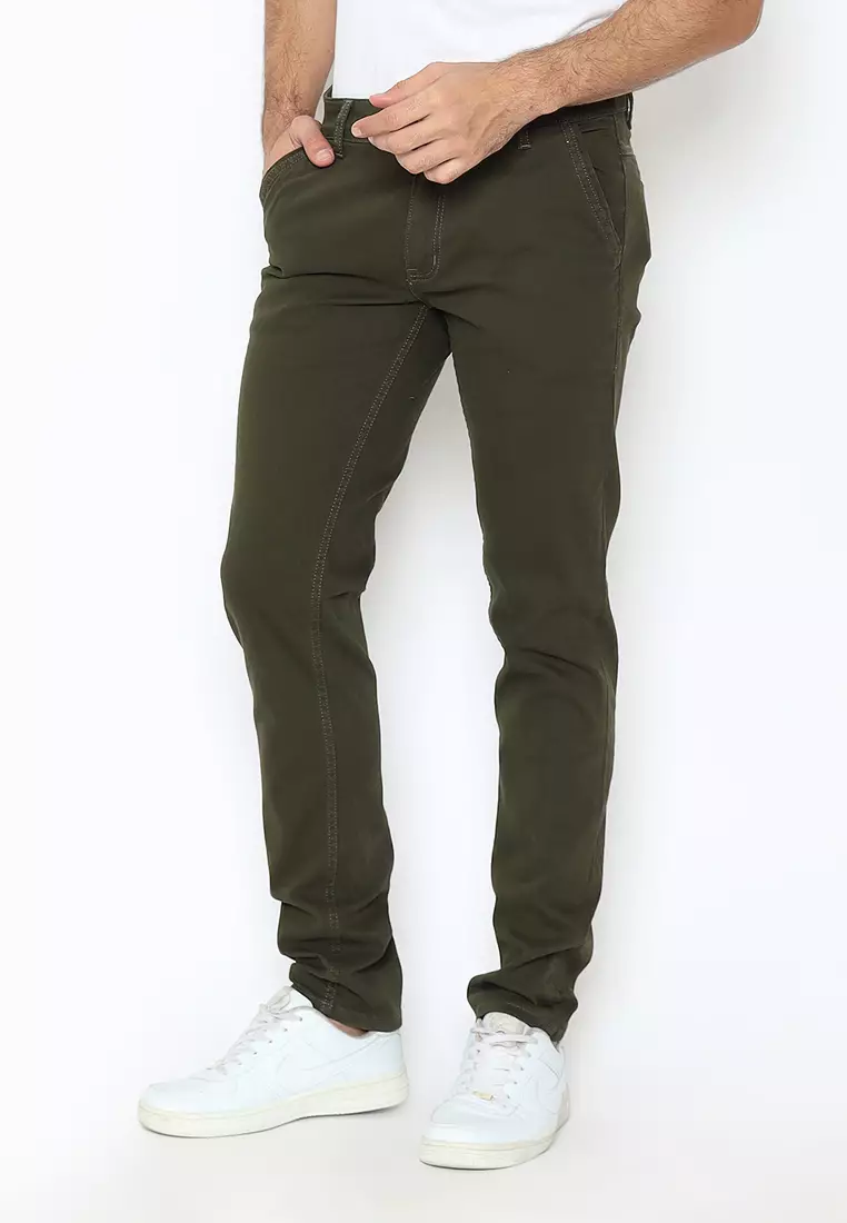 Long Pants Chinos Slim Fit Forever Dk Green