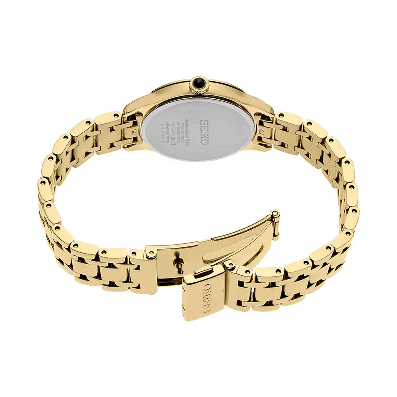 Jam Tangan Wanita Seiko Ladies SRZ552P1 Champagne Sparkle Effect Dial Gold Stainless Steel Strap