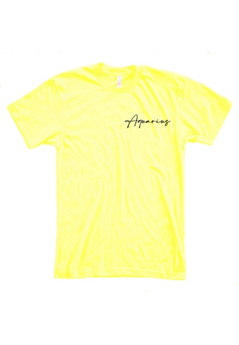 MRL Prints yellow Zodiac Sign Aquarius Pocket T-Shirt 0BFEEAAA680274GS_1