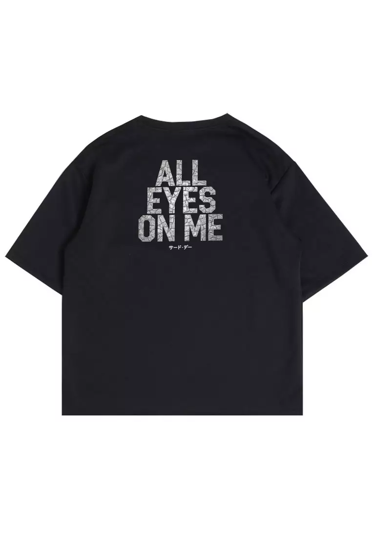 MTT24 Kaos Oversize Gym Bahan Scuba Tebal Scubalux "All eyes on me" hitam