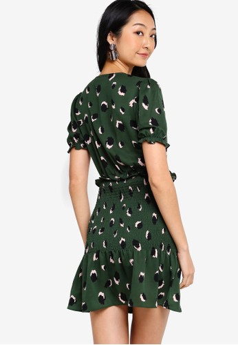 Jual Something Borrowed Puff Sleeve Wrap Smocked Bodice 