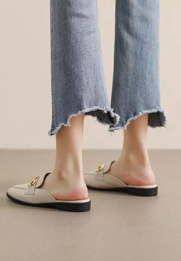 Horsebit Synthetic Leather Mules WW340-6