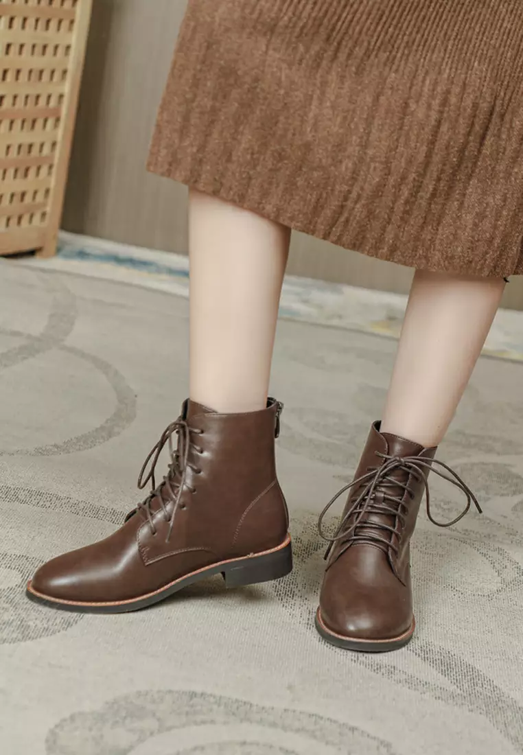 Faux Leather Lace Up Martin Boots TE2045-1