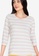 Freego white Stripe Jersey Cotton 3/4 Sleeve T-Shirt A432EAA013569AGS_3