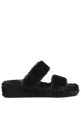 London Rag black Black Fur Slip-On Flat 1E66ASH16FC830GS_1