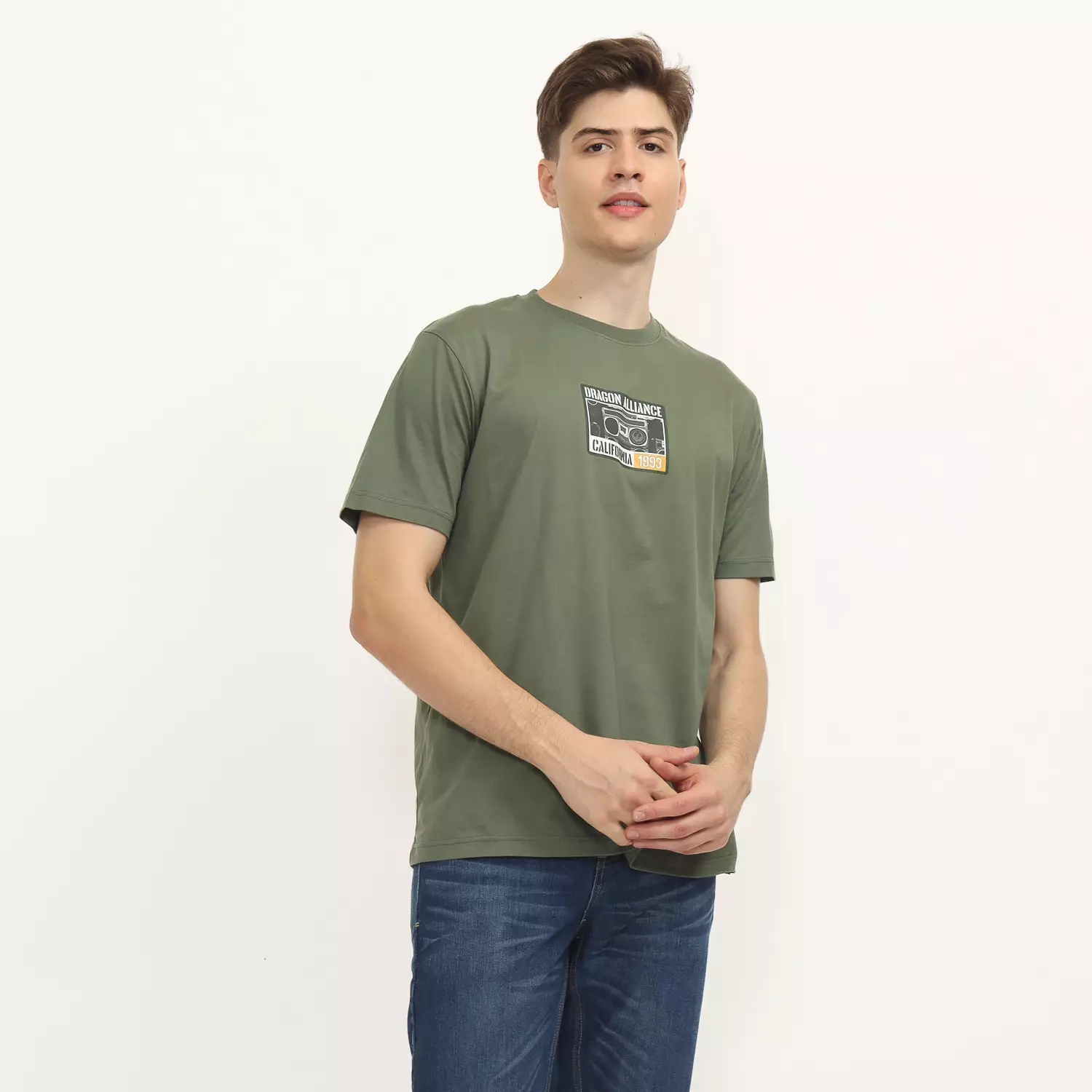 Dragon Kaos Lengan Pendek Chambray Men Tee Olive Planet Surf