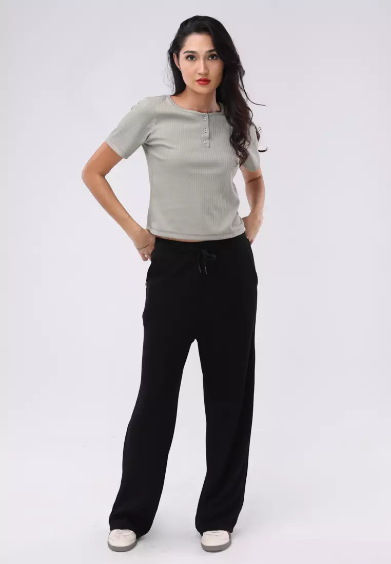 Short Slvs. Round Neck Basic Top