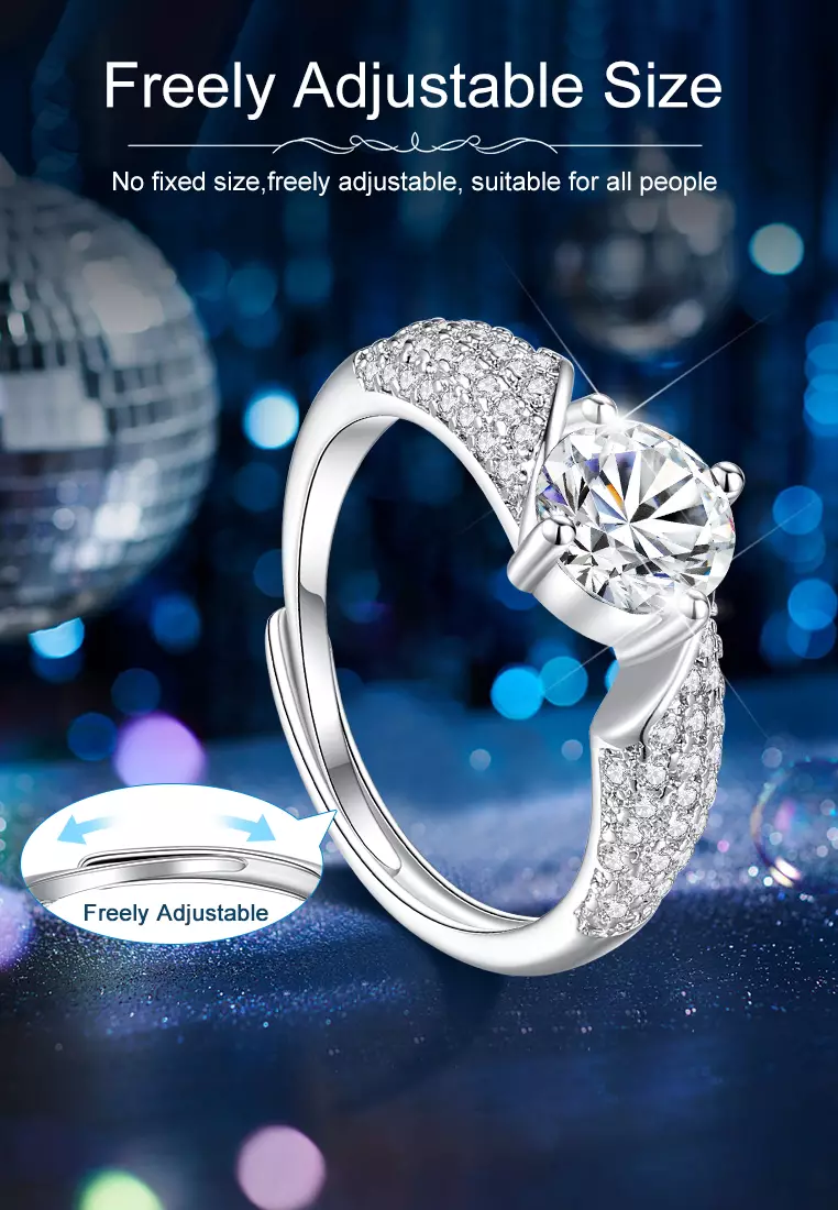 Cincin Wanita Berlian Perhiasan Adjustable Tunangan Anti Luntur Dilapisi Platinum Cincin Cewek COD silver