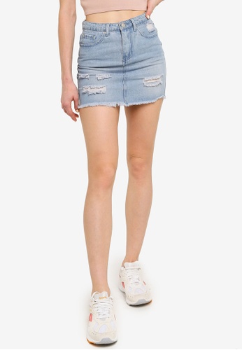 Buy Zalora Young Ripped Denim Skirt 2020 Online Zalora Singapore
