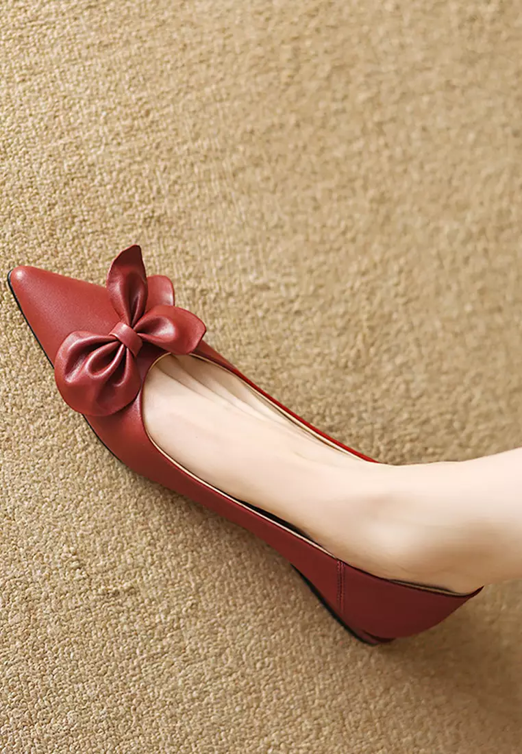 Red discount flat heels