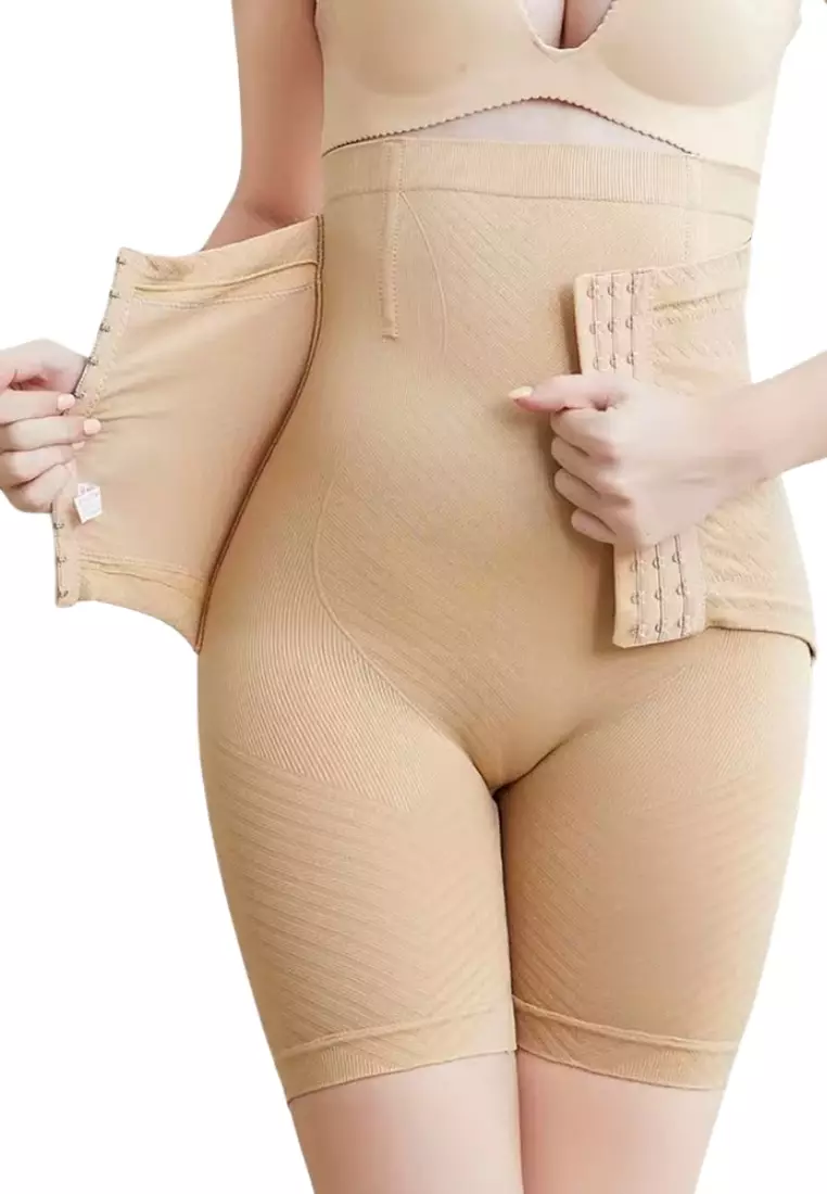 Premium Wara High Waisted Shaping & Lifting Compression Long Girdle Shapewear Shorts in Nude