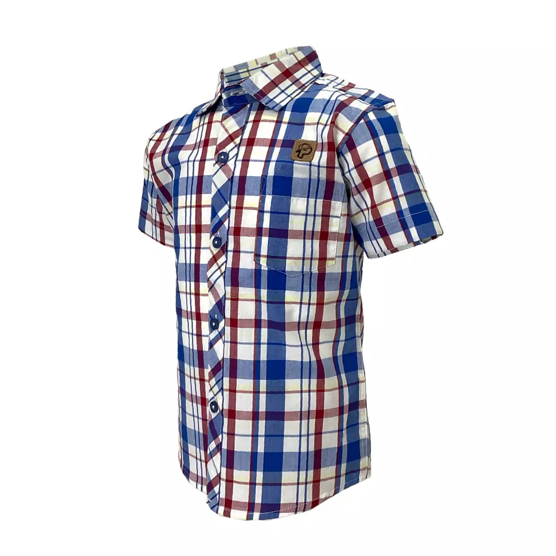 Pingu Kemeja Anak Laki Laki Kotak-Kotak Pendek Biru 92200132