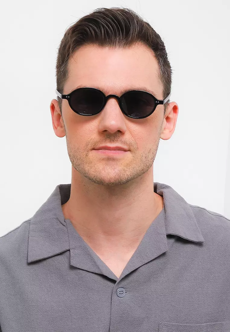 Polarized Plastic Frame Retro Oval Sunglasses