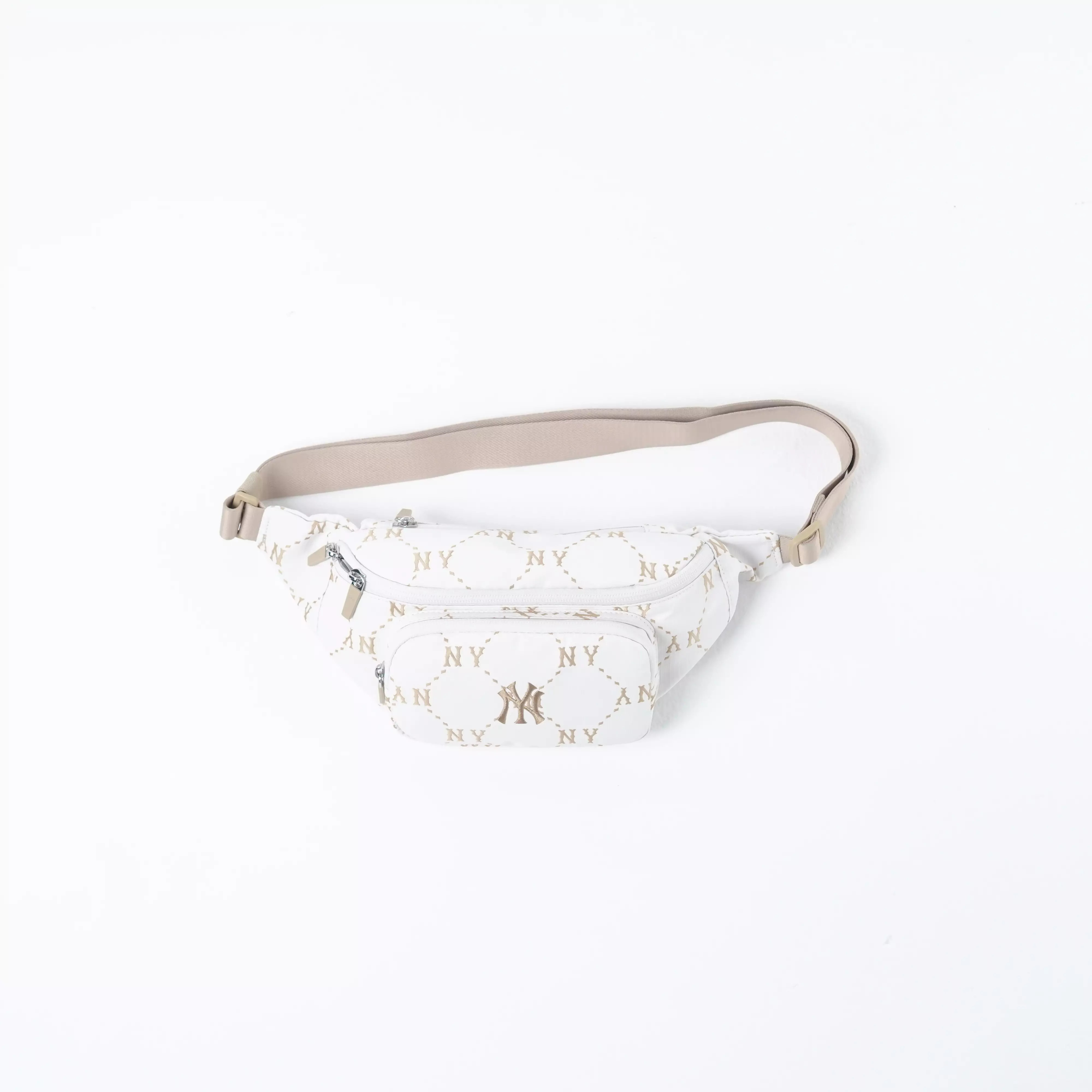 Tas MLB NY MONOGRAM GOLD IVORY WHITE WAIST BAG 100% ORIGINAL 