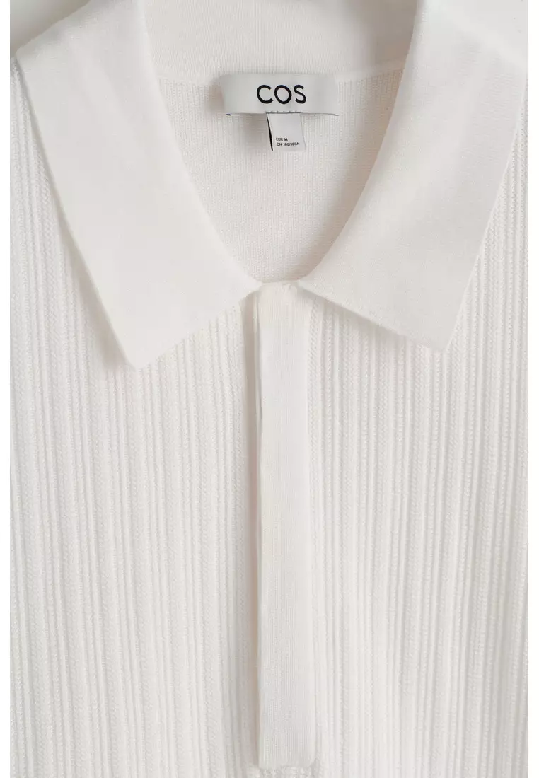 TEXTURED-PANEL COTTON POLO SHIRT