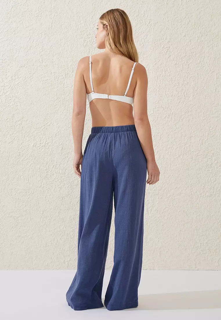 Buy Cotton On Body Relaxed Beach Pants in Washed Indigo 2024 Online