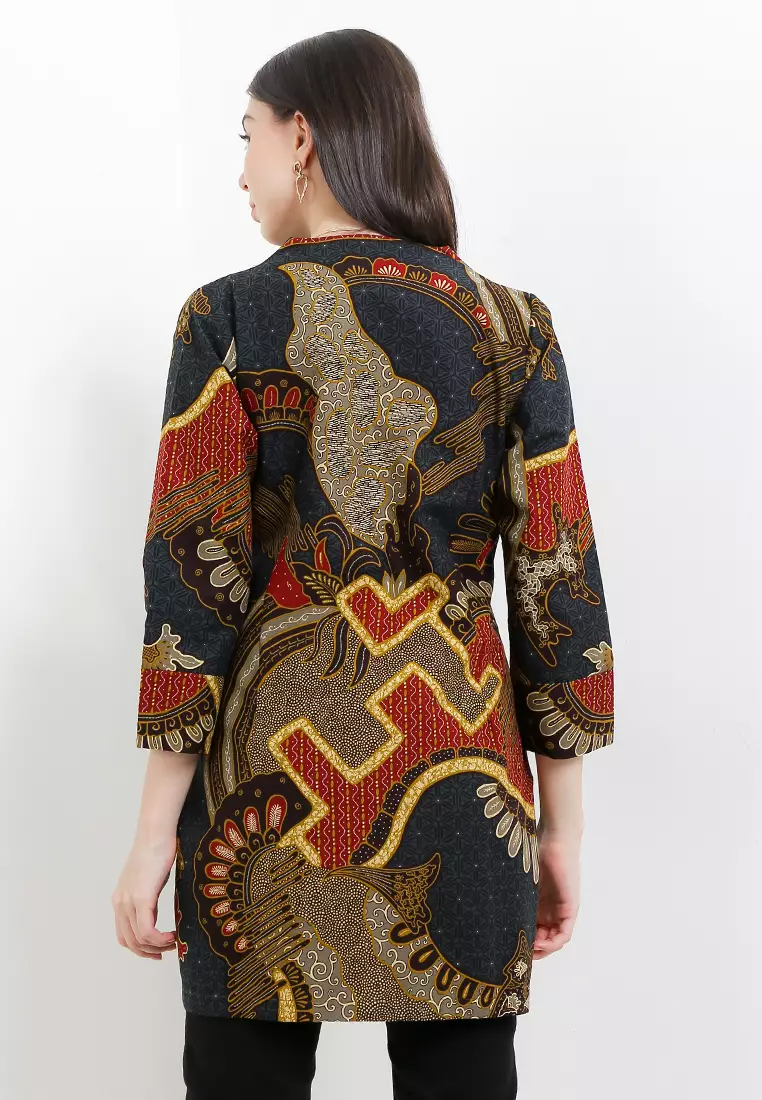 Batik Talenta Exclusive Batik Wanita Blous Centang Biru