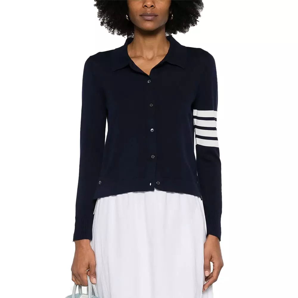 [4.4PRIL KEJUTAN HARGA] 4-Bar Cotton Shirt Navy