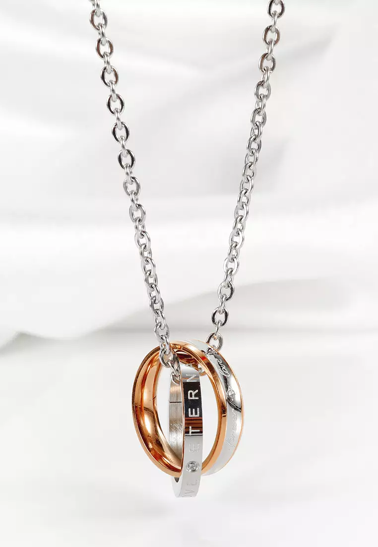 雙環緊扣情侶項鍊1套