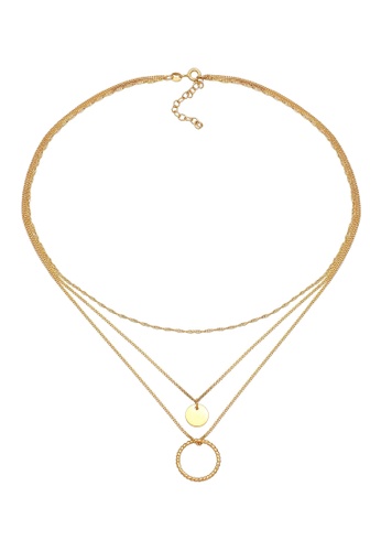 ELLI GERMANY gold Necklace Layer Circle Pendant Twisted Timeless Trend Blogger Gold Plated 99D44AC58A132EGS_1
