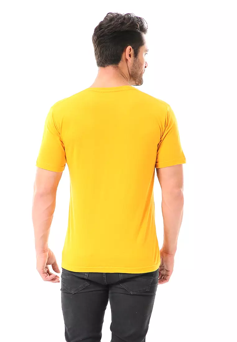 Aisley Atasan Pria Kaos Polos Lengan Pendek Casual T-Shirt Desain Simple Material Cotton ORIGINAL - Mustard