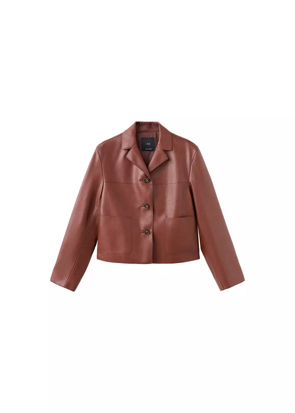 Jaket kulit sintetis dengan saku