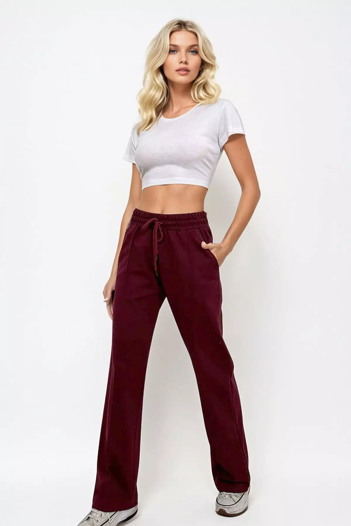 Bordeaux Plain Regular Normal Waist Sweatpants
