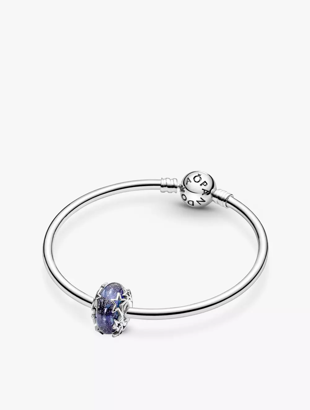 Sterling silver charm with galaxy glittery blue Murano glass