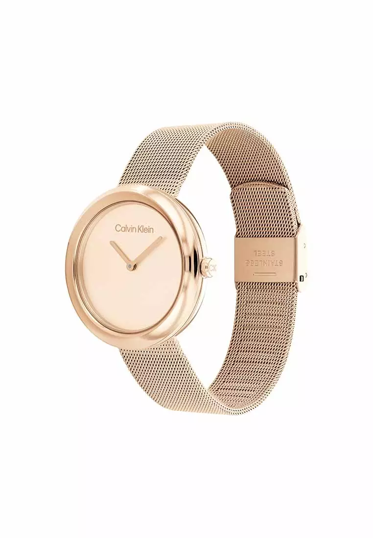 Twisted Bezel Women's Watch Ionic Plated Carnation Gold Steel Strap - Gold Dial 25200013