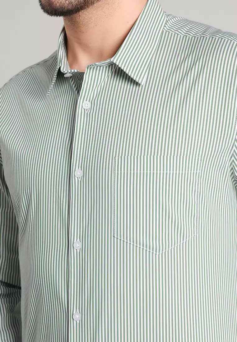 MOC Kemeja Lengan Panjang Stripes Pria Myles - Teal