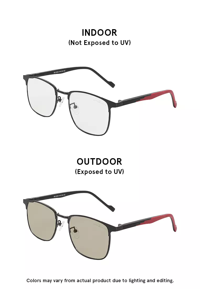 Unisex Photochromic Square Sunglasses - Matte Black