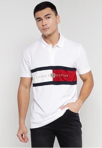 Tommy Hilfiger white Icon Chest Flag Regular Polo Shirt 8798FAAA5AA390GS_1