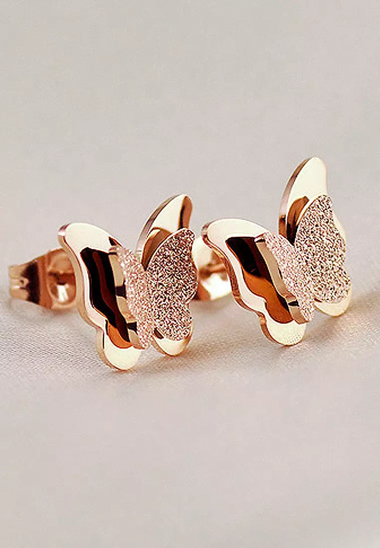 Exquisite Butterfly Earrings-Rose Gold