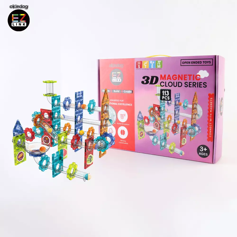 Okiedog EZLINK Magnetic Cloud Series- Mainan Magnet Edukasi - STEM - 113pcs