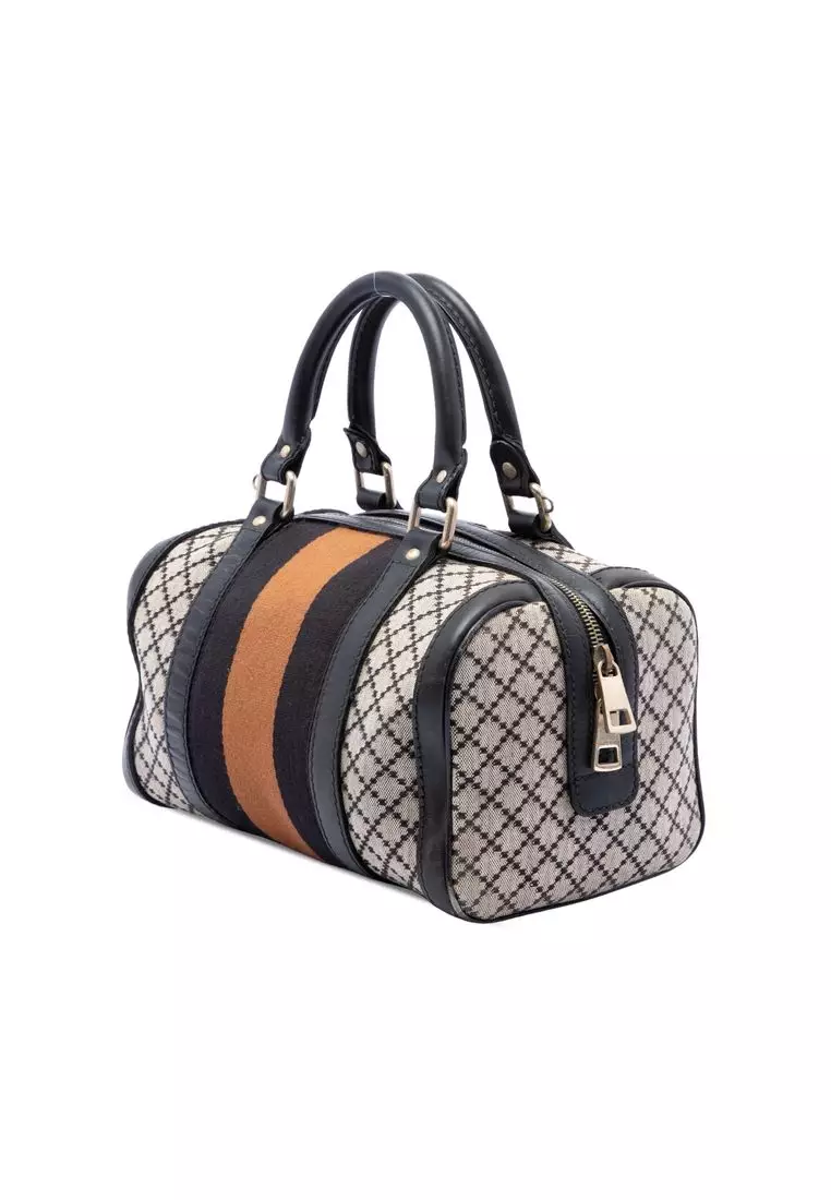 Pre-Loved Gucci Small Diamante Canvas Web Joy Boston Bag
