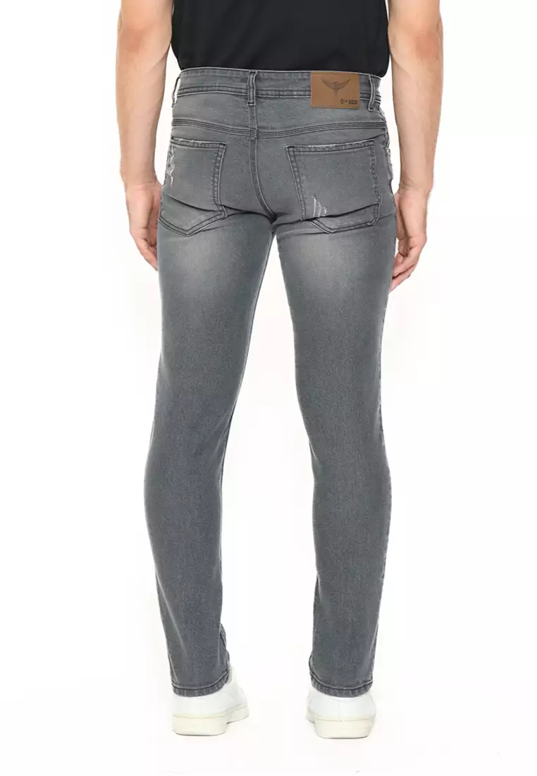 Slim Fit Jeans Thumbs Up Grey Aksen Rips 132304